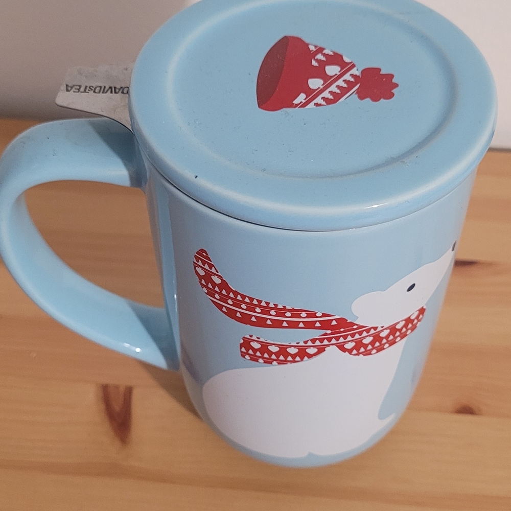 Blue Polar Bear Mug with Red Accents